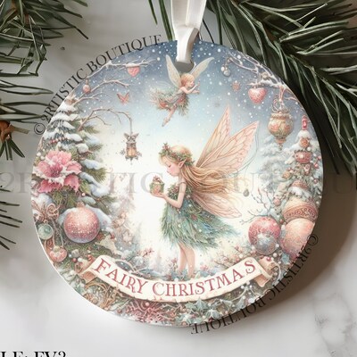 Fairy Christmas Ceramic Ornament Set of 2, 4, or 6 Ornaments - image3